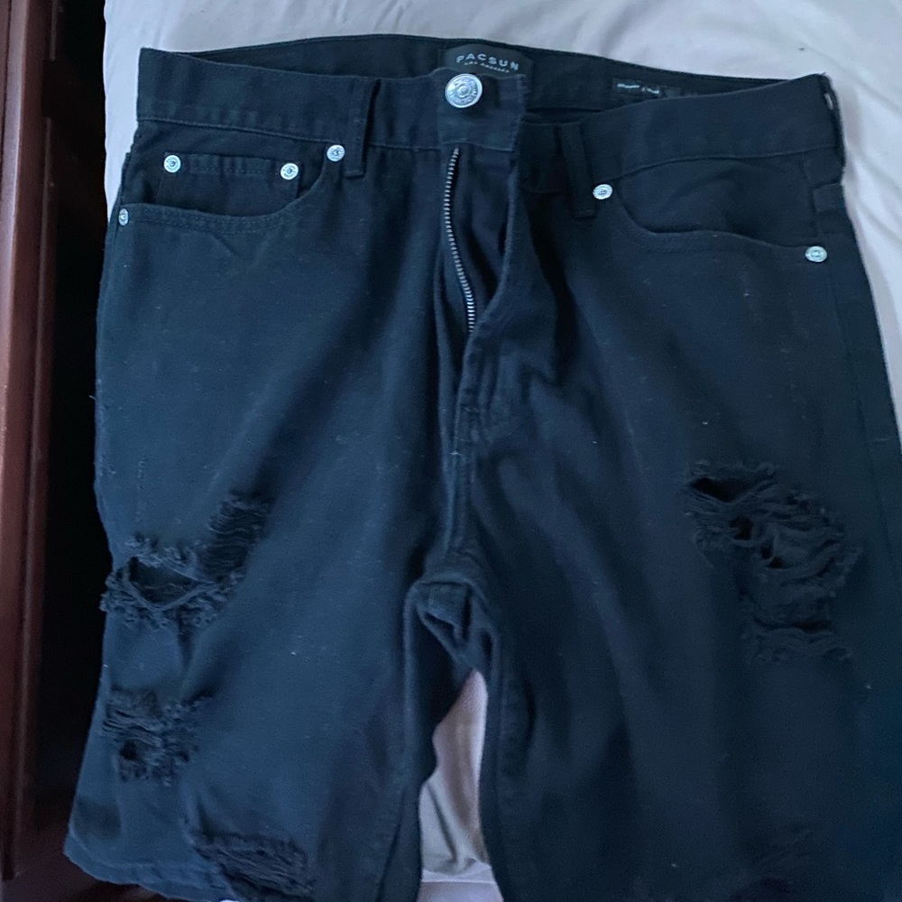 black jean shorts